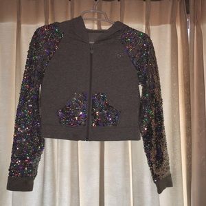 Girls silver sequins lightweight jacket